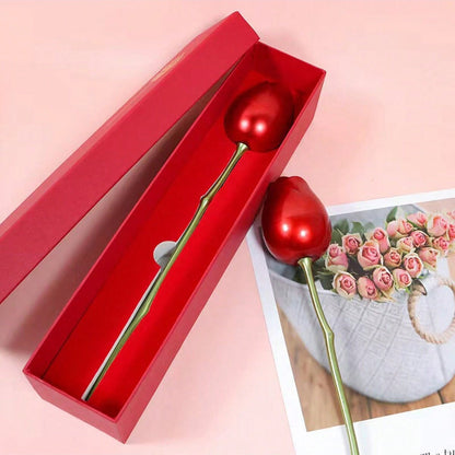 Red Rose Shape Ring Box