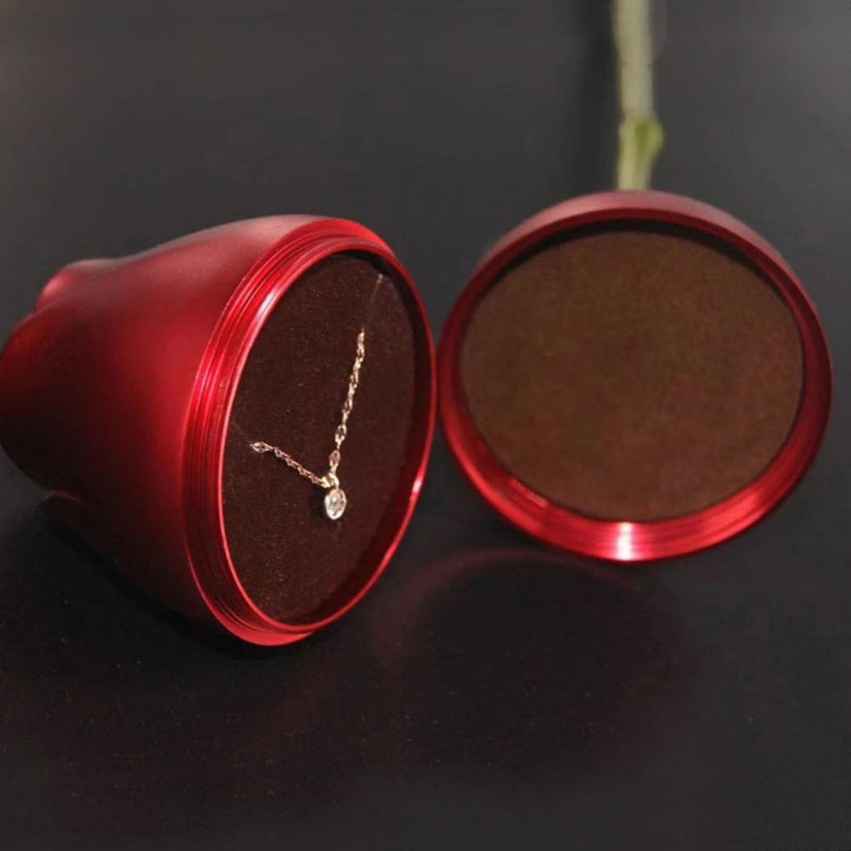 Red Rose Shape Ring Box