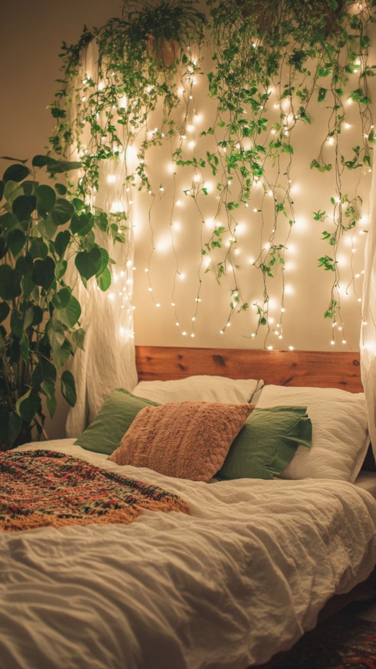 Artificial Plant Leaves with Fairy Lights